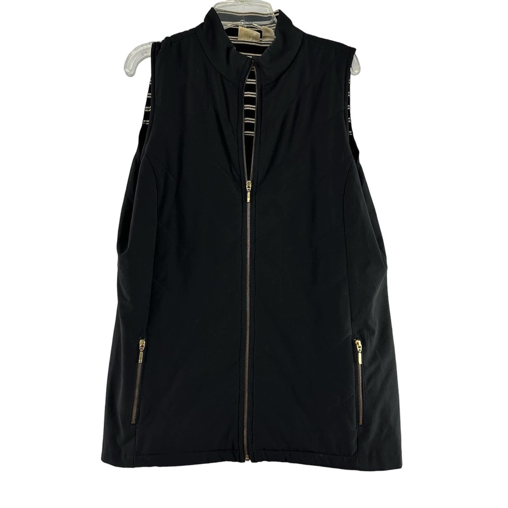 Chicos Zenergy Vest Womens Size 1 US M 8 Black‎ Full Zip Lined Pockets